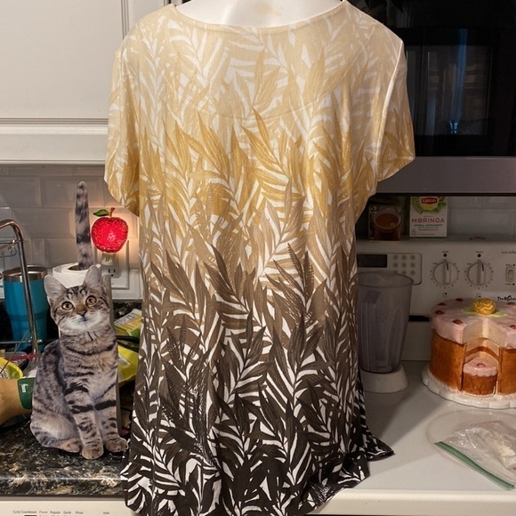 X womens Ruby Rd casual stretch cap sleeve floral regular size top XL - Picture 2 of 3